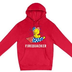 Fourth of July USA Patriotic Firecracker Rubber Duck Premium Pullover Hoodie