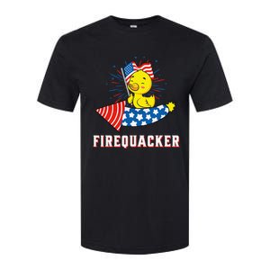 Fourth of July USA Patriotic Firecracker Rubber Duck Softstyle CVC T-Shirt