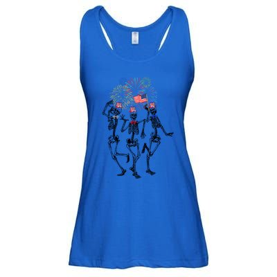 Fourth Of July Skellies Skeletons Dancing With American Flag Gift Ladies Essential Flowy Tank