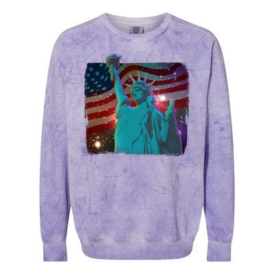 Fourth Of July Fireworks Statue Of Liberty Colorblast Crewneck Sweatshirt