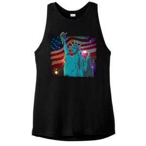 Fourth Of July Fireworks Statue Of Liberty Ladies PosiCharge Tri-Blend Wicking Tank