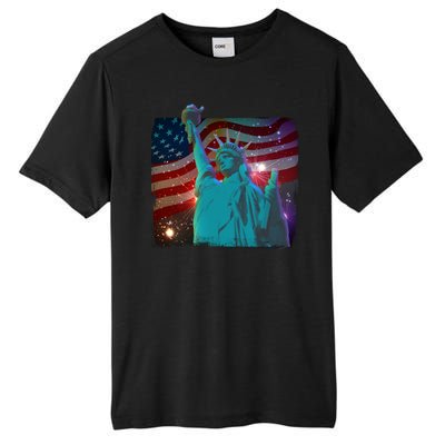 Fourth Of July Fireworks Statue Of Liberty Tall Fusion ChromaSoft Performance T-Shirt