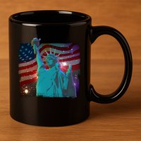 Fourth Of July Fireworks Statue Of Liberty 11oz C Handle Ceramic Mug
