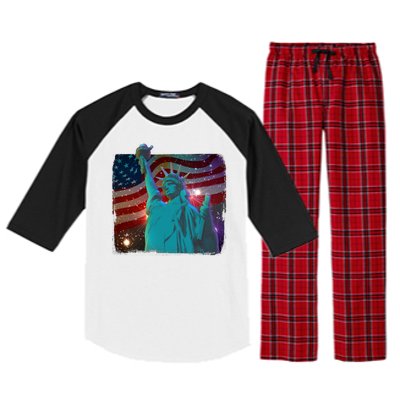 Fourth Of July Fireworks Statue Of Liberty Raglan Sleeve Pajama Set