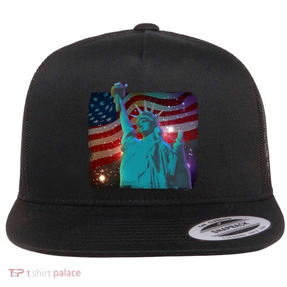 Fourth Of July Fireworks Statue Of Liberty Flatbill Hat