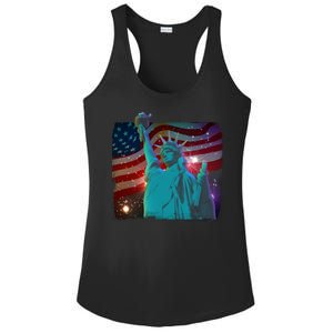 Fourth Of July Fireworks Statue Of Liberty Ladies PosiCharge Competitor Racerback Tank