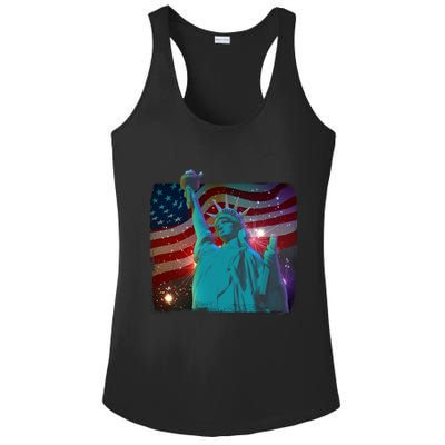 Fourth Of July Fireworks Statue Of Liberty Ladies PosiCharge Competitor Racerback Tank