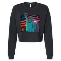 Fourth Of July Fireworks Statue Of Liberty Cropped Pullover Crew