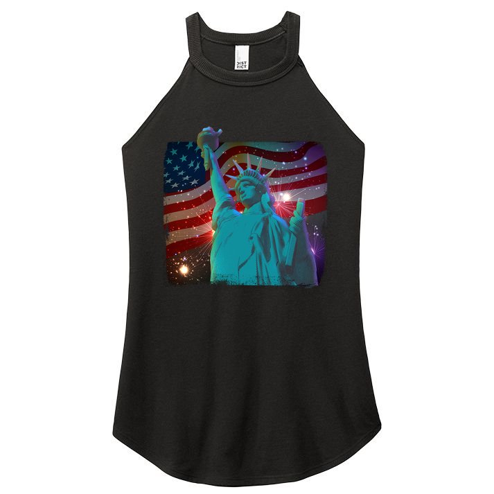 Fourth Of July Fireworks Statue Of Liberty Women's Perfect Tri Rocker Tank