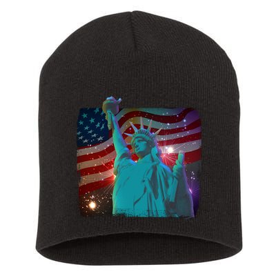 Fourth Of July Fireworks Statue Of Liberty Short Acrylic Beanie