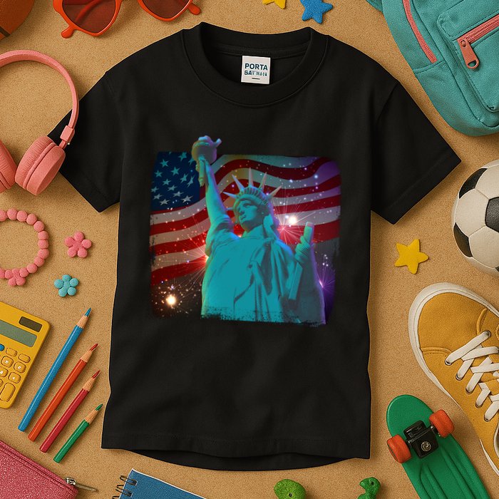 Fourth Of July Fireworks Statue Of Liberty Kids T-Shirt