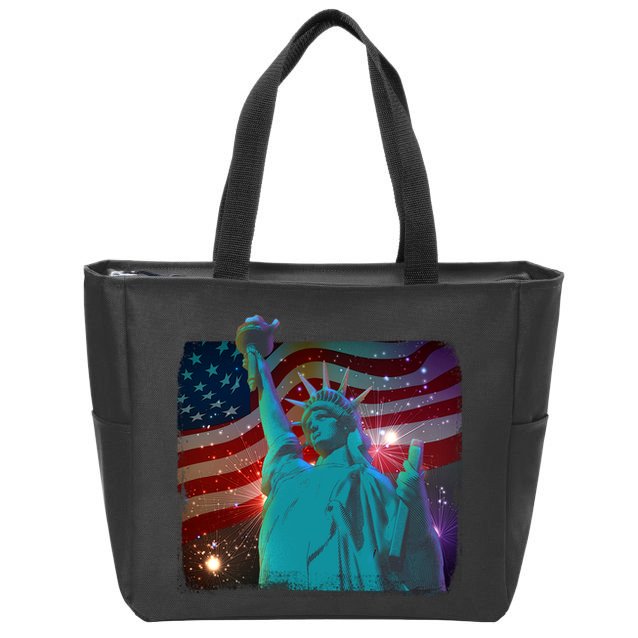 Fourth Of July Fireworks Statue Of Liberty Zip Tote Bag