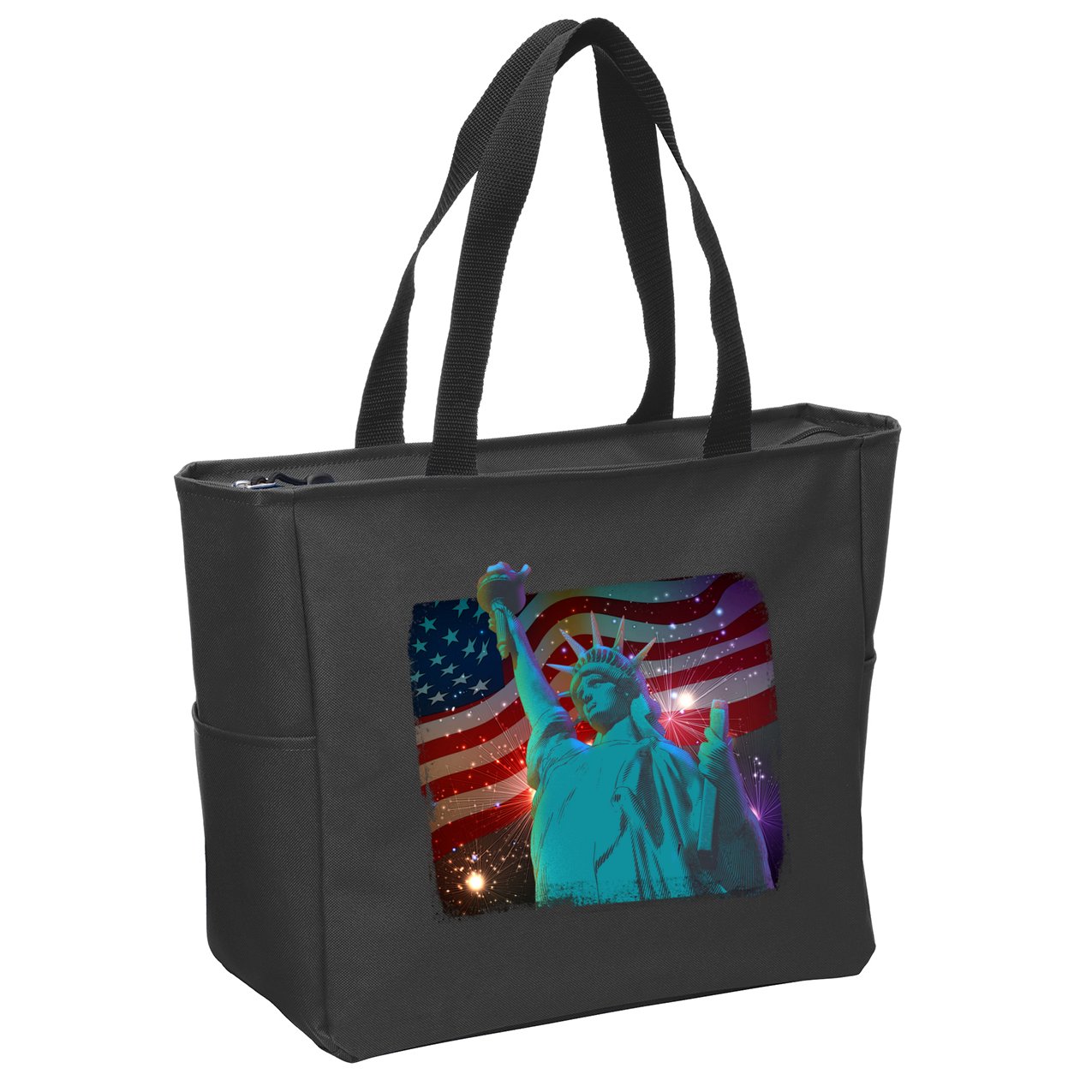 Fourth Of July Fireworks Statue Of Liberty Zip Tote Bag