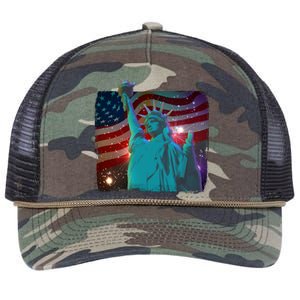 Fourth Of July Fireworks Statue Of Liberty Retro Rope Trucker Hat Cap