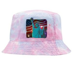 Fourth Of July Fireworks Statue Of Liberty Tie-Dyed Bucket Hat