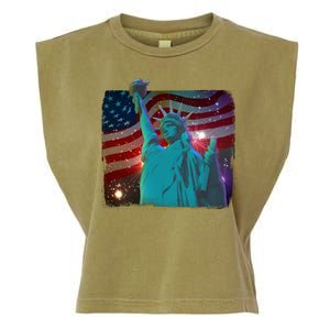 Fourth Of July Fireworks Statue Of Liberty Garment-Dyed Women's Muscle Tee