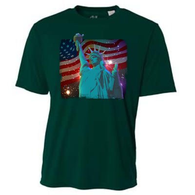 Fourth Of July Fireworks Statue Of Liberty Cooling Performance Crew T-Shirt