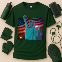 Fourth Of July Fireworks Statue Of Liberty Cooling Performance Crew T-Shirt