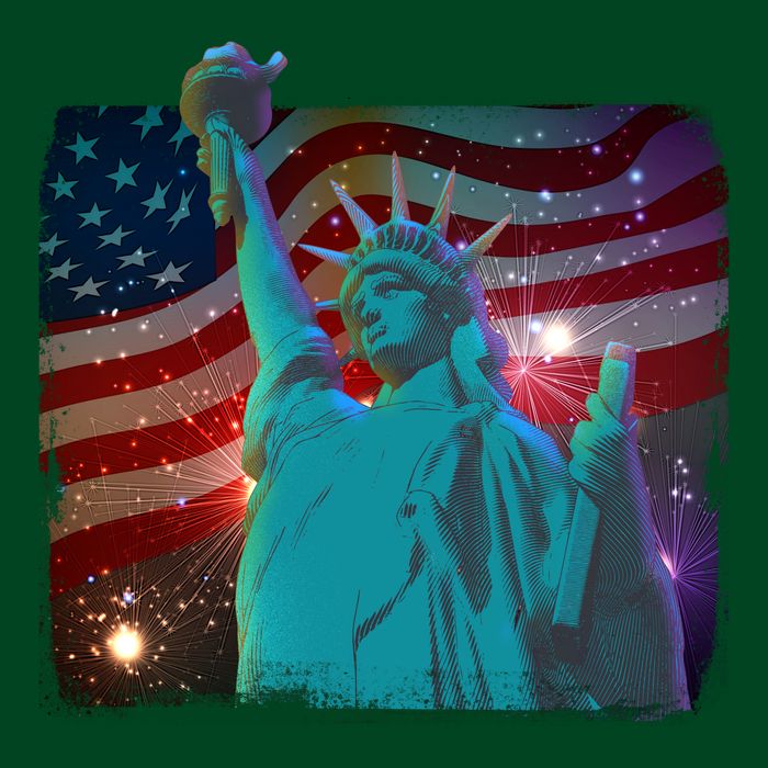 Fourth Of July Fireworks Statue Of Liberty Poster