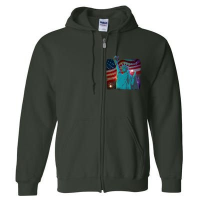 Fourth Of July Fireworks Statue Of Liberty Full Zip Hoodie