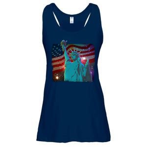 Fourth Of July Fireworks Statue Of Liberty Ladies Essential Flowy Tank