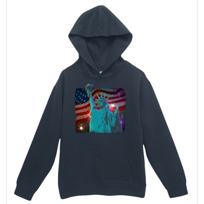 Fourth Of July Fireworks Statue Of Liberty Urban Pullover Hoodie