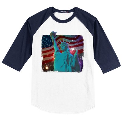 Fourth Of July Fireworks Statue Of Liberty Baseball Sleeve Shirt