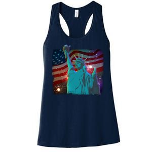 Fourth Of July Fireworks Statue Of Liberty Women's Racerback Tank