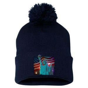 Fourth Of July Fireworks Statue Of Liberty Pom Pom 12in Knit Beanie