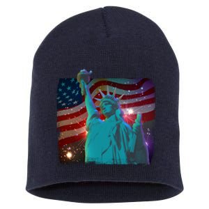 Fourth Of July Fireworks Statue Of Liberty Short Acrylic Beanie