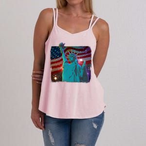 Fourth Of July Fireworks Statue Of Liberty Women's Strappy Tank