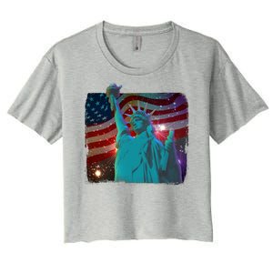 Fourth Of July Fireworks Statue Of Liberty Women's Crop Top Tee