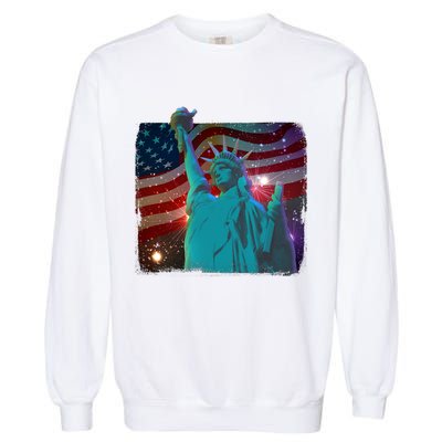 Fourth Of July Fireworks Statue Of Liberty Garment-Dyed Sweatshirt