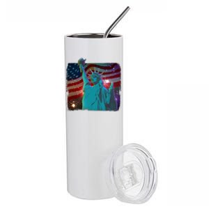 Fourth Of July Fireworks Statue Of Liberty Stainless Steel Tumbler