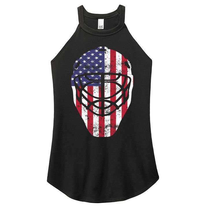 Fourth of July 4th Hockey Goalie Mask American Flag USA Women's Perfect Tri Rocker Tank