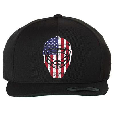 Fourth of July 4th Hockey Goalie Mask American Flag USA Wool Snapback Cap