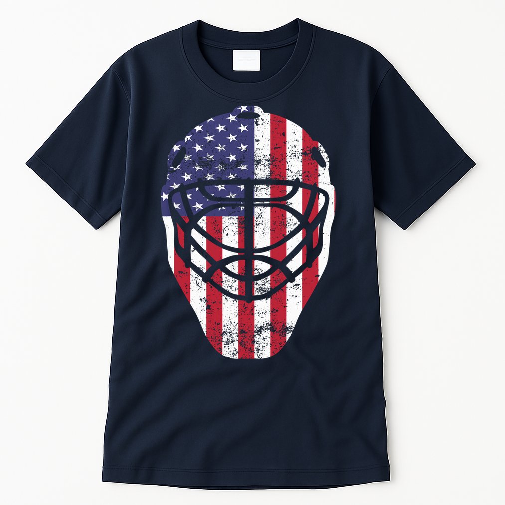 Fourth of July 4th Hockey Goalie Mask American Flag USA Tall T-Shirt