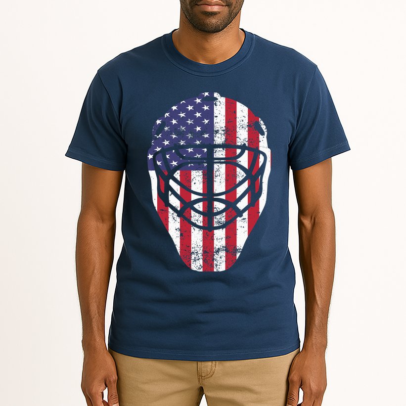 Fourth of July 4th Hockey Goalie Mask American Flag USA Tall T-Shirt