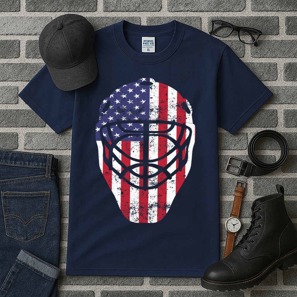 Fourth of July 4th Hockey Goalie Mask American Flag USA Tall T-Shirt