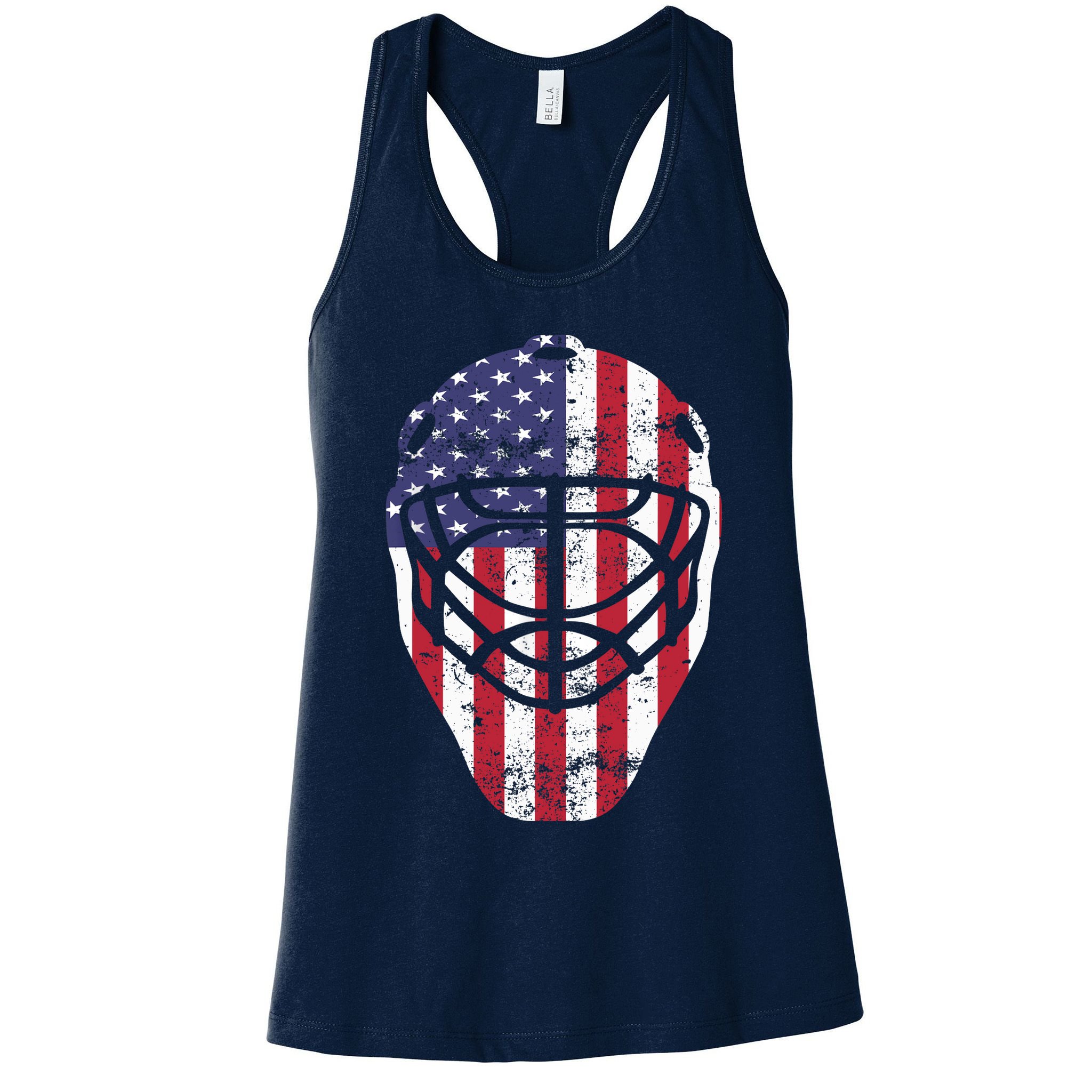 Fourth of July 4th Hockey Goalie Mask American Flag USA Womens Tank Top