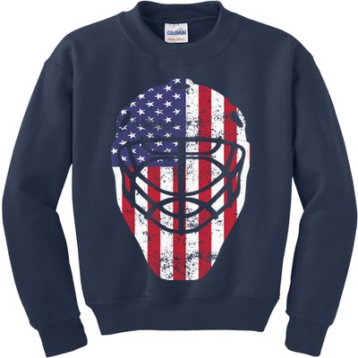 Fourth of July 4th Hockey Goalie Mask American Flag USA Kids Sweatshirt