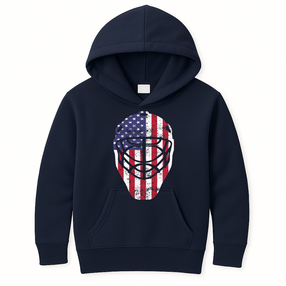 Fourth of July 4th Hockey Goalie Mask American Flag USA Kids Hoodie