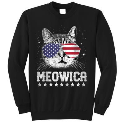 Fourth Of July 4h Usa American Flag Cat Retro Meowica Stars Ank Op Sweatshirt