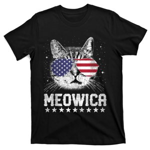 Fourth Of July 4h Usa American Flag Cat Retro Meowica Stars Ank Op T-Shirt