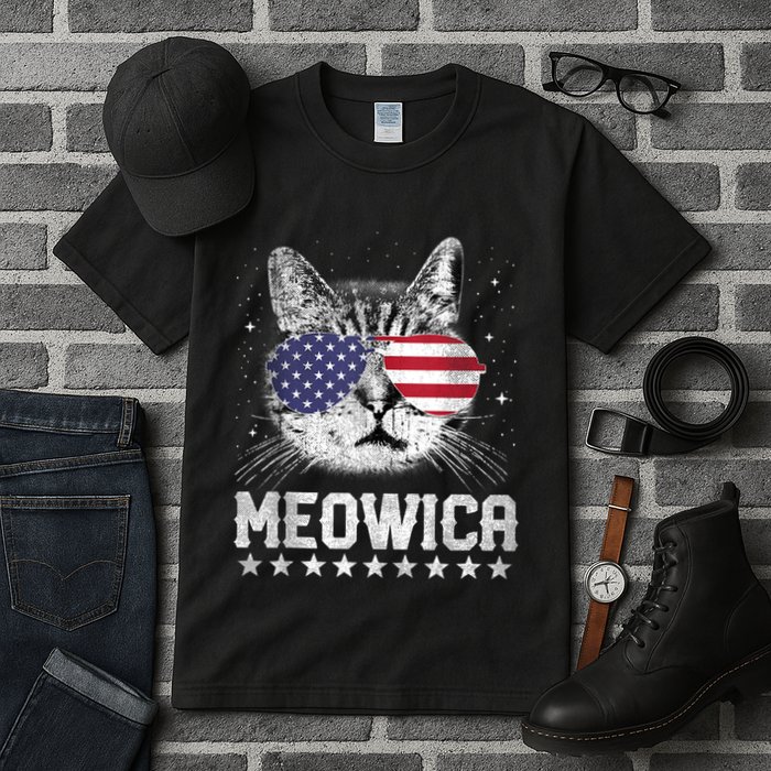 Fourth Of July 4h Usa American Flag Cat Retro Meowica Stars Ank Op Tall T-Shirt