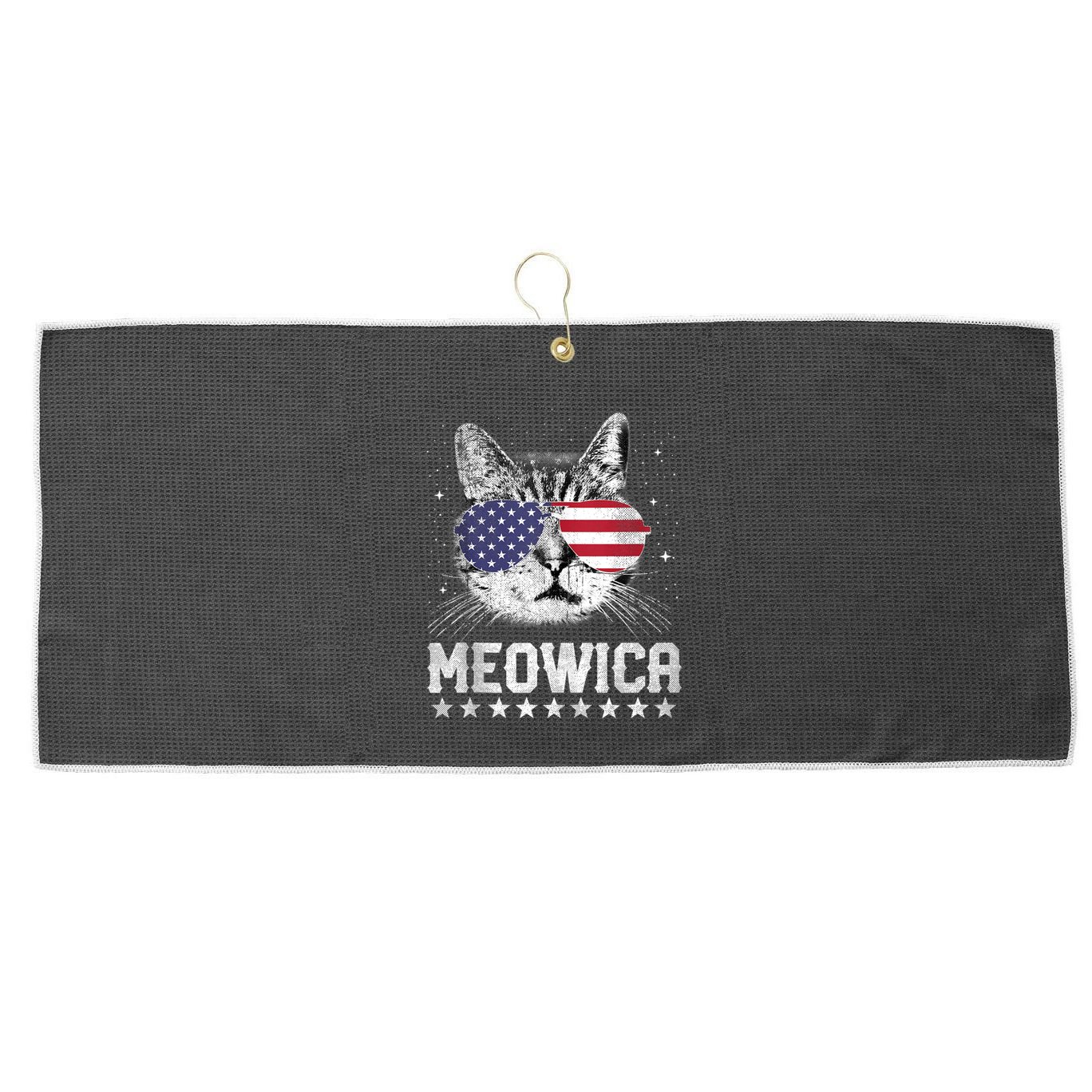 Fourth Of July 4h Usa American Flag Cat Retro Meowica Stars Ank Op Large Microfiber Waffle Golf Towel