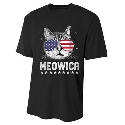 Fourth Of July 4h Usa American Flag Cat Retro Meowica Stars Ank Op Performance Sprint T-Shirt