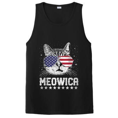 Fourth Of July 4h Usa American Flag Cat Retro Meowica Stars Ank Op PosiCharge Competitor Tank