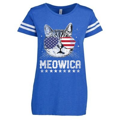 Fourth Of July 4h Usa American Flag Cat Retro Meowica Stars Ank Op Enza Ladies Jersey Football T-Shirt