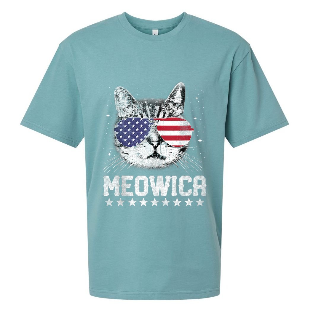 Fourth Of July 4h Usa American Flag Cat Retro Meowica Stars Ank Op Sueded Cloud Jersey T-Shirt